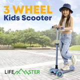 Kids Scooter – Children and Toddler 3 Wheel Kick Scooter – LED Wheel Lights Illuminate When Rolling– Adjustable Handlebar – Indoor and Outdoor