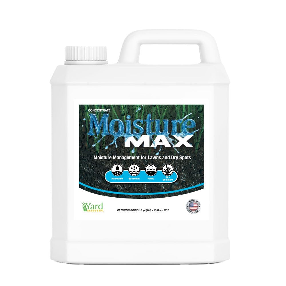 Liquid Lawn Moisture Manager with 4% Sea Kelp | Humectant + Soil Surfactant for Hydrophobic Soil, Dry Spots & Drought | 1 Gallon Concentrate, Covers 21,333 Sq Ft