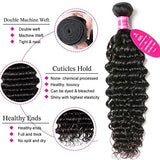 12A 3 Bundles Water Wave Human Hair (16 18 20 Inch) 100% Unprocessed Weave Brazilian Human Hair Bundles Full And Thick Virgin Hair Extensions Natural Color