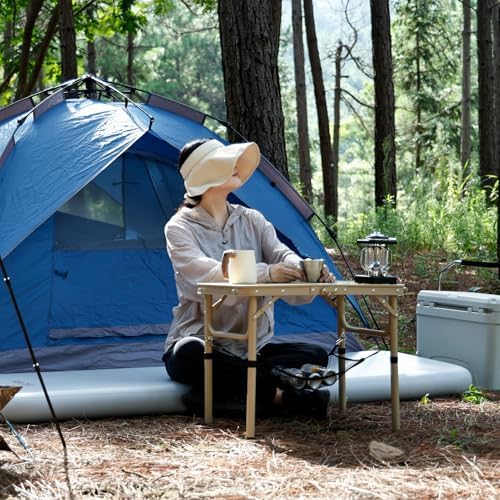 Small Folding Table 2FT Camping Table 3 Adjustable Height Lightweight Portable Aluminum Mini Foldable for Picnic Beach Indoor Outdoor, Yellow