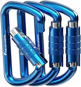 FresKaro 3inch 12kN-2698lbs Auto Locking Carabiner Clips, Solid D Shape, Heavy Duty 7075 Aluminum, Lightweight 1.09oz, Rust Proof, for Hammock, Hiking, Dog Leash, Keychain etc., Multi-Colors