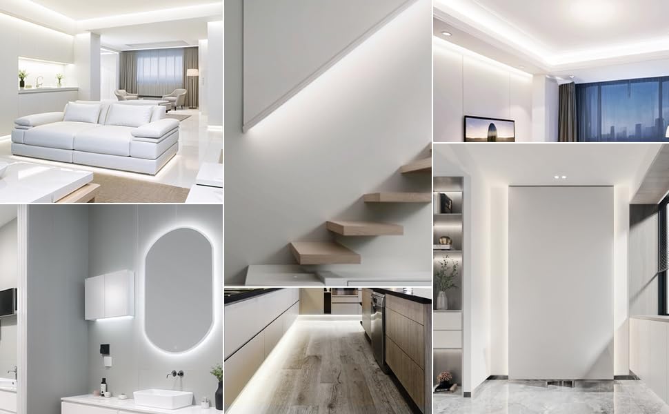 RadiantFlux 2 Sets of 10ft Light Strips,Dimmable 24V LED Strip Lights,White LED Strip Lights,Super Bright LED Light Strip,Flexible LED Lights for Bedroom,Cabinet,Mirror,Christmas Decor