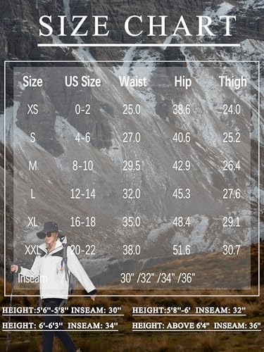 SEVEGO Womens Hiking Pants Tall Inseam 30"/32"/34"/36" Athletic Cargo Pants Lightweight 4 Zipper Pockets Water Resistant