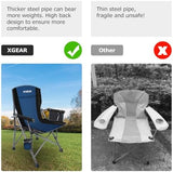 XGEAR Portable Camping Chairs for Adults with Padded Hard Armrest, Sturdy Folding Camping Chair with Cup Holder, Storage Pockets Carry Bag Included, Support to 300 lbs(Blue)