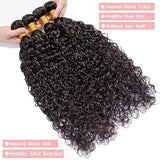 Halerp Water Wave Human Hair Bundles 20 22 24 26 Inch Curly 4 Bundles Human Hair 12A Unprocessed Brazilian Virgin Weave Deep Wave Hair Extension Natural Black