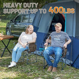 TIMBER RIDGE Heavy Duty Camping Chair with Compact Size, Portable Directors Chair with Side Table and Pocket for Camping, Lawn, Sports and Fishing, Supports Up to 400lbs, Tan