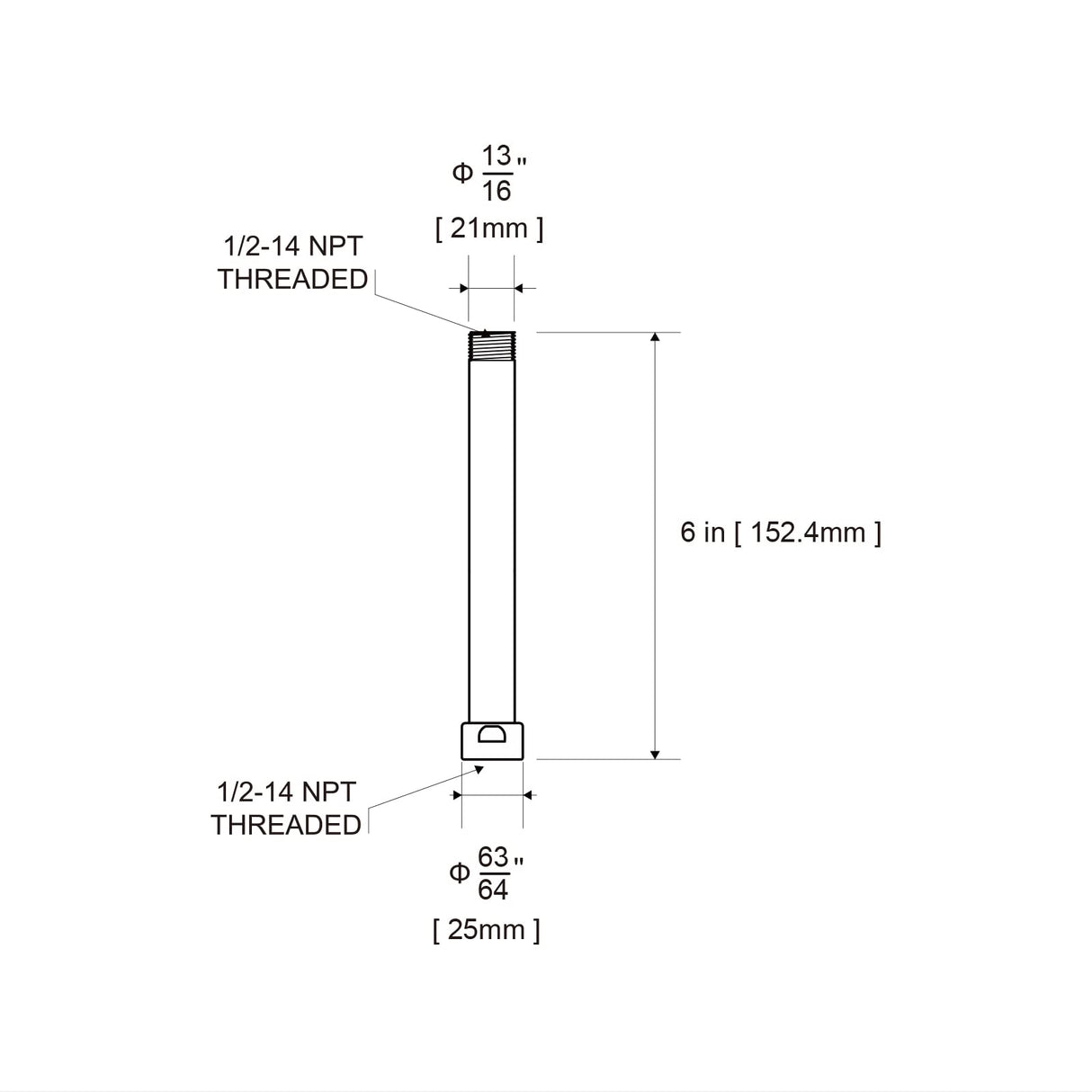 OFFO Shower Head Extension Arm, Oil Rubbed Bronze 6 in Shower Arm Extension Shower Head Extender Made of 304 Stainless Steel Shower Pipe Extension