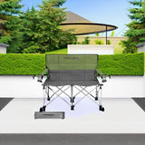 VIVOSUN Double Camping Chair, Fully Padded Folding Loveseat, Portable Oversized Duo Chair with Storage Cup Holders, Height-Adjustable Armrests & Carry Bag, Supports up to 500lbs, Green & Grey