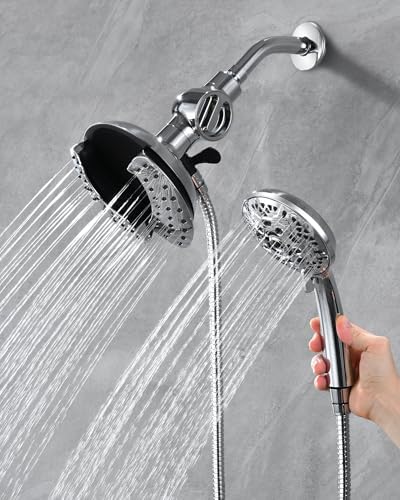 2-in-1 Filtered Shower Head with Handheld: Dual Shower Heads with Rain Shower & Handheld Shower Head, 10-Mode Detachable Shower Head with Massage Spray, Shower Trim Systems