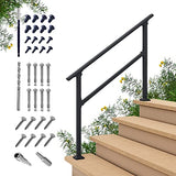 CHR Fence & Rail Hand Rails for Outdoor Steps, 4 Step Handrail & Indoor Stair Railing Kit, Railings for Outdoor Steps and Hand Rails for Seniors for Porch Railing & Deck Hand Rail, 3-4 Step Railing