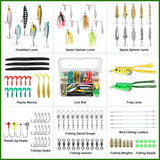 PLUSINNO Fishing Lures Baits Tackle Including Crankbaits, Spinnerbaits, Plastic Worms, Jigs, Topwater Lures, Tackle Box and More Fishing Gear Lures Kit Set, 102/302Pcs Fishing Lure Tackle