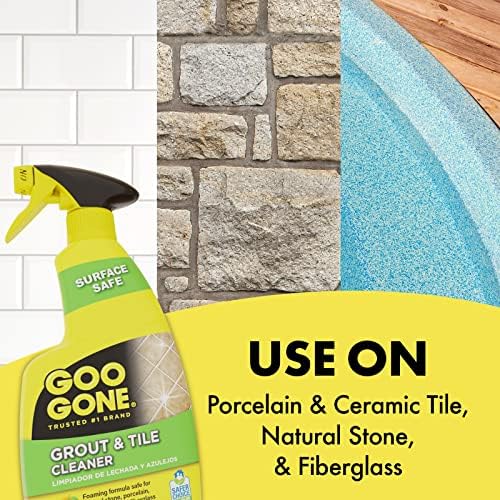 Goo Gone Grout and Tile Cleaner - 28 Ounce - Removes Tough Stains Dirt Caused by Mold Mildew Soap Scum and Hard Water Staining - Safe on Tile Ceramic Porcelain, pack of 2