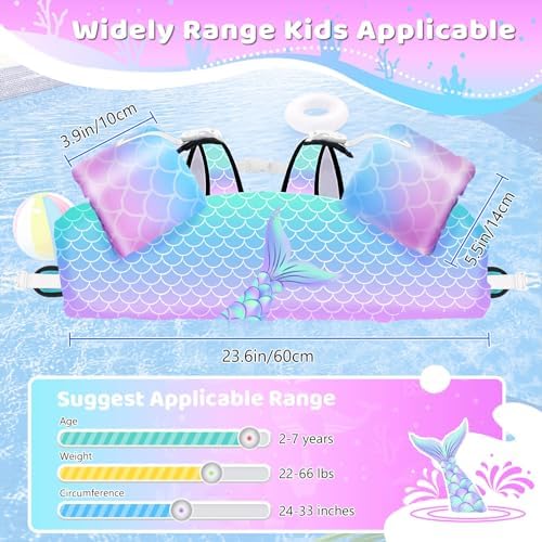 Vvinca Separable Toddler Swim Vest Fit 22-66 Lbs（1-6 Years）|2025 Newest 3 in 1 Pool Float & Arm Bands Boys and Girls, Adjustable Sturdy Safety for Infant 1 2 3 4 5 6 Year