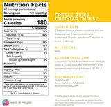 Nutristore Freeze-Dried Cheddar Cheese Shredded | Amazing Taste & Quality | Perfect for Snacking, Backpacking, Camping, or Home Meals | Emergency Food Storage | 25 Year Shelf-Life