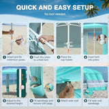 Rhino Valley Beach Cabana, 8 × 8FT Foldable Beach Tent with Cup Holder, Beach Canopy Easy Setup with UPF50+ Protection, Windproof Stable Beach Tent, Portable Beach Cabana Tent for Beach Camping
