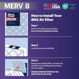 BNX TruFilter 12x12x1 Air Filter MERV 8 (6-Pack) - MADE IN USA – Dust & Pet Defense Pleated Air Conditioner HVAC AC Furnace Filters for Dust, Pet, Mold, Pollen MPR 600 – 700 & FPR 5