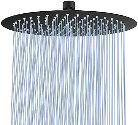NearMoon Rain Shower Head, Ultra-Thin Design-Pressure Boosting, Awesome Some Experience, High Flow Stainless Steel Rainfall Head (12 Inch, Matte Black)