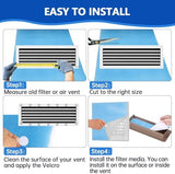 Air Vent Filters,20''x90''Cut to Fit Air Filter Material (80+Filters),MERV 8 Electrostatic Air Vent Filter for Home Floor, Grilles, Ceiling, HVAC Furnace Vents, With 48PCs Adhesive Hook Tape