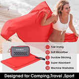 4Monster Camping Towels Super Absorbent, Fast Drying Microfiber Travel Towel, Quick Dry Ultra Soft Compact Gym Towel for Swimming Beach Hiking Yoga Travel Sports Backpack (59.00" x 30.00", Red)