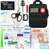 200 Pieces First Aid Kit IFAK Survival Kit Molle System Compatible Pouch, Emergency Kit Gift for Men, Dad, Husband, for Outdoor, Camping, Hunting, Hiking, Home, Earthquake, Disasters Black
