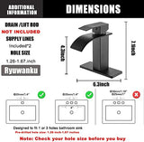 Bathroom Faucet Matte Black Modern Waterfall Bathroom Sink Faucet with Single Handle Suitable for 1 or 3 Holes,Supply Deck Plate and Hose