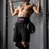 Hip Thrust Belt for Gym & Pilates,Booty Belt for Hip Thrust,Hip Belt Pad for Glute Bridge Butt Workout with Dumbbells Kettlebells for Lunges Reverse Squat (Black&Pink)