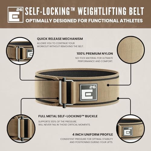 Self-Locking Weight Lifting Belt - Premium Weightlifting Belt for Serious Functional Fitness, Weight Lifting, and Olympic Lifting Athletes - Lifting Support for Men and Women - Deadlift Training Belt