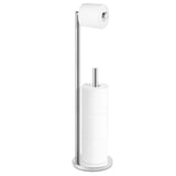 Toilet Paper Holder Stand, Bathroom Toilet Paper Roll Holder Stand with Reserve, Standing Toilet Paper Holder with Storage,Toilet Paper Roll Holder for 4 Rolls, Chrome