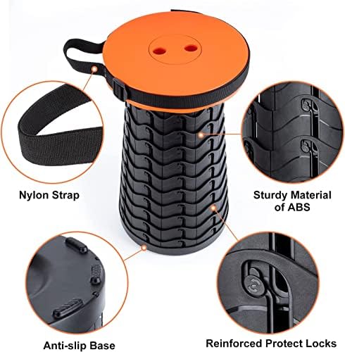 Fishboy Upgraded Collapsible Stool, 400lbs Max Weight, Lightweight But Sturdy, Portable Retractable Folding Telescoping Foldable Camping Stool for Adults Outdoor Fishing Hiking Gardening Travel BBQ
