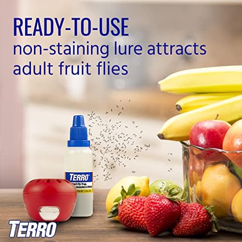 Terro Fruit Fly Traps for Indoors (6 Pack) + 270 Days of Lure Supply