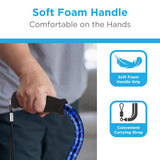 NOVA Medical Products Sugarcane, Walking Cane with All Terrain Rubber Quad Tip Base and Carrying Strap, Waves Design, Blue Rain