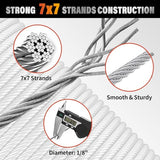Stainless Steel Cable for Railing - 500FT 1/8" T316 Wire Rope Cable for Deck Railings System Kit