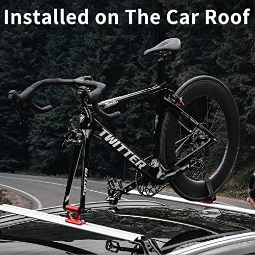 MUQZI Quick Release Fork Mount, Bike Car Roof Mount Rack Road Bicycle Fork Block Thru Axle Wheel Holder, Truck Bed Fork Mount with Installation Adapters MTB Tire Holder Rack Mount, Red