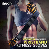 ihuan Ventilated Weight Lifting Gym Workout Gloves with Wrist Wrap Support for Men & Women, Full Palm Protection, for Weightlifting, Training, Fitness, Hanging, Pull ups