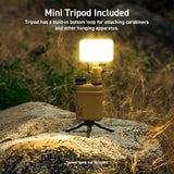 ELECOM NESTOUT Outdoor Camping LED Panel Flashlight w/ Mini Tripod, Dimmable USB Powered LED Light, IP44 Water Dust Resistant, 30-1000 Lumen, Portable Lantern for NESTOUT Power Bank, Beige (Flash-1)