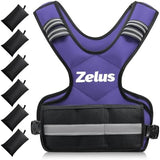 ZELUS Weighted Vest for Men and Women | 4-10lb/11-20lb/20-32lb Vest with 6 Ironsand Weights for Home Workouts | Adjustable Body Weight Vest Exercise Set for Cardio and Strength Training
