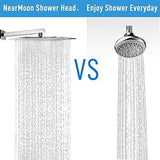 NearMoon Rain Shower Head, High Flow Stainless Steel Square Rainfall Shower, Waterfall Bath Shower Body Covering, Ceiling or Wall Mount (12 Inch, Chrome Finish)