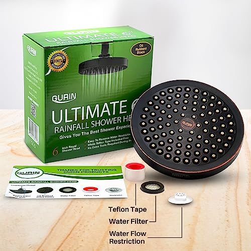 GURIN Shower Head High Pressure Rain, Luxury Bathroom Showerhead with Adjustable Angles, Anti-Clogging Silicone Nozzles - Oil Rubbed Bronze, 6 Inch Round