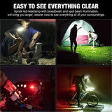 LED Headlamp, 1000lumens 230° Widebeam Headlight, USB Rechargeable HeadLamp with Red Taillight, Lightweight Waterproof Headband Light for Camping Running Hiking, Hard Hat Headlamp