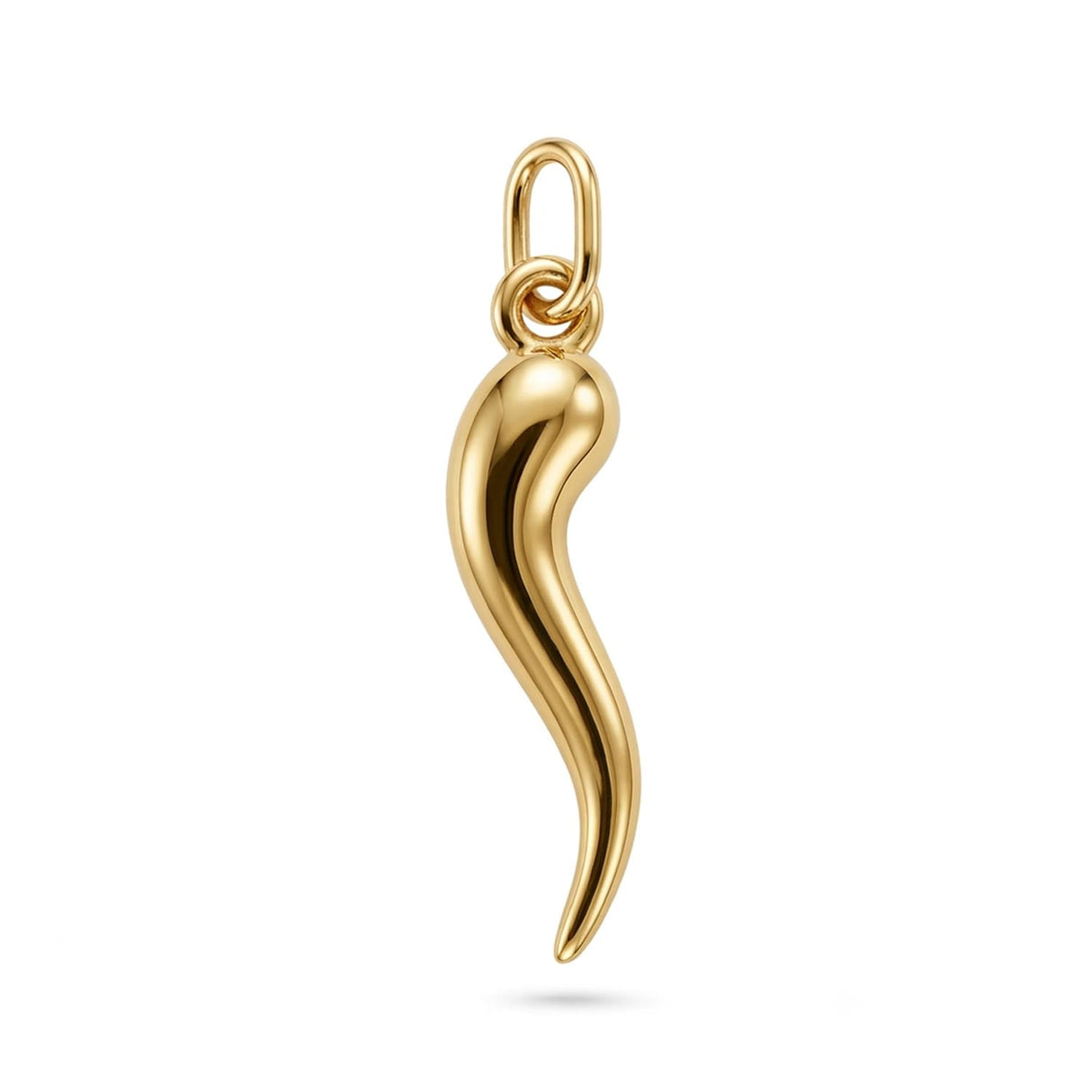 Gold Italian Horn Charm - 10 Karat Solid Gold - Cornicello Pendant