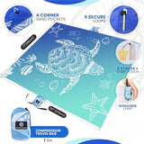 Lightweight Beach Blanket - Oversized 107" x 77" - Waterproof Sandproof - Double Anchored for Fun Leisure Beach Blanket - with Stake and Pouch - Durable Sand Beach Mat