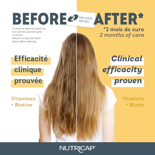 Nutricap Expert Hair & Nail Growth - Made In Canada - Biotin, Walnut Oil, Vitamin B3 - Hair Growth, Strengthens Nails - 2 Months Treatment - 120 softgels