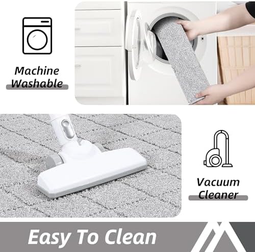 COSY HOMEER Edging Stair Treads Non-Slip Corner Indoor Stair Runners for Wooden Steps,Landing Slip Resistant Stair Rugs Mat for Kids and Dogs,100% Polyester TPE Backing,Grey,30x30 inch