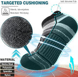 EBMORE 6 Pairs Merino Wool Ankle Hiking Running Socks Compression Support Thick Cushion No Show Socks for Men Women