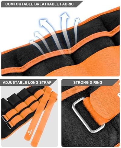 Fragraim Adjustable Ankle Weights 1-3/4/5/6/8/10/12/15/20 LBS Pair with Removable Weight for Jogging, Gymnastics, Aerobics, Physical Therapy