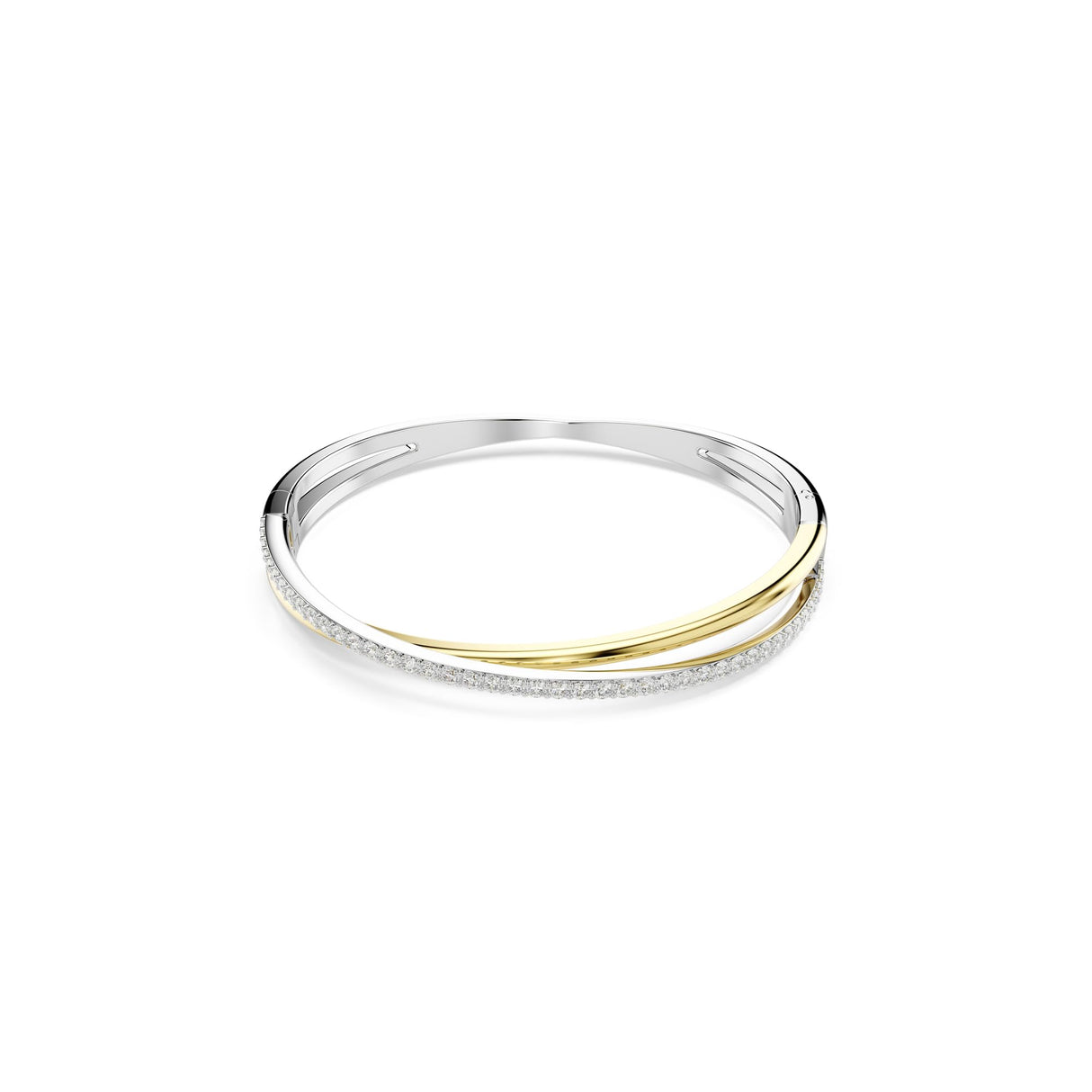 Swarovski Hyperbola Bangle, Round Cut, Clear, Mixed Metal Finish