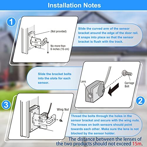 Garage Door Safety Sensor Beam Eyes, Garage Door Opener Parts Compatible with Liftmaster/Sears/Chamberlain/Craftsman/Linear Replacement (41A5034, 801CB-P) (Beam Eyes + Bracket)