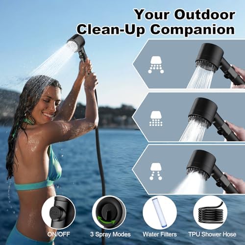 Portable Shower for Camping, 5 Gal/20 L Solar Heating Camping Shower Bag with Shower Pump, Portable Shower Head, Essential for Camping,Festivals, Overlanding, Beach Trips,Outdoor Showers