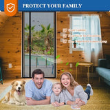 MAGZO Magnetic Screen Door Mesh 36'' x 80'', 2025 Model, Reversible Left Right Offset Opening, Polyester Material Scratch-Proof, Cat Friendly, Curtain for Sliding/Patio Doors with Strong Magnets, Grey
