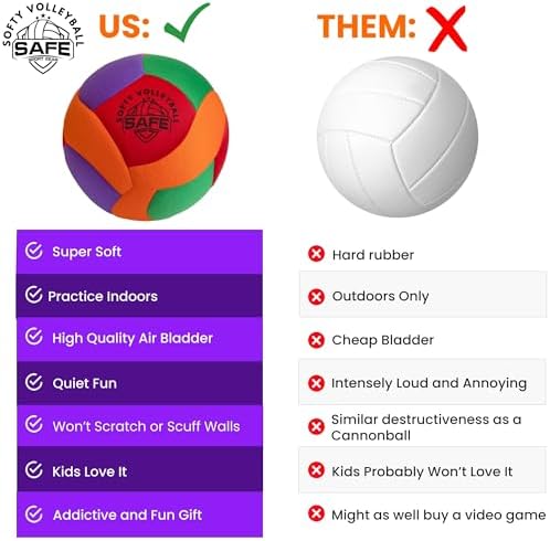 Softy Volleyball - Super Soft Designed for Pain-Free Play - Awesome Kids Indoor Ball with a Realistic Feel and Bounce - Perfect Ball for House